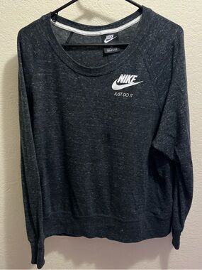 Nike Women’s Charcoal Heather Crewneck Sweatshirt with White Logo